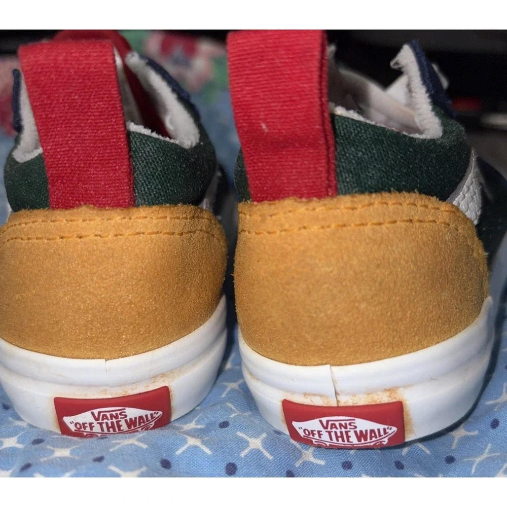 VANS Old Skool Yacht Club Green Blue Yellow Toddler Size 8 Skate Sneakers H16